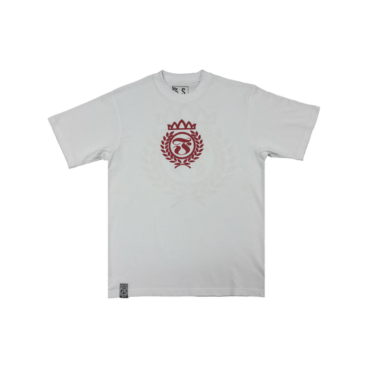 Crowned Laurel Tee- Red on White