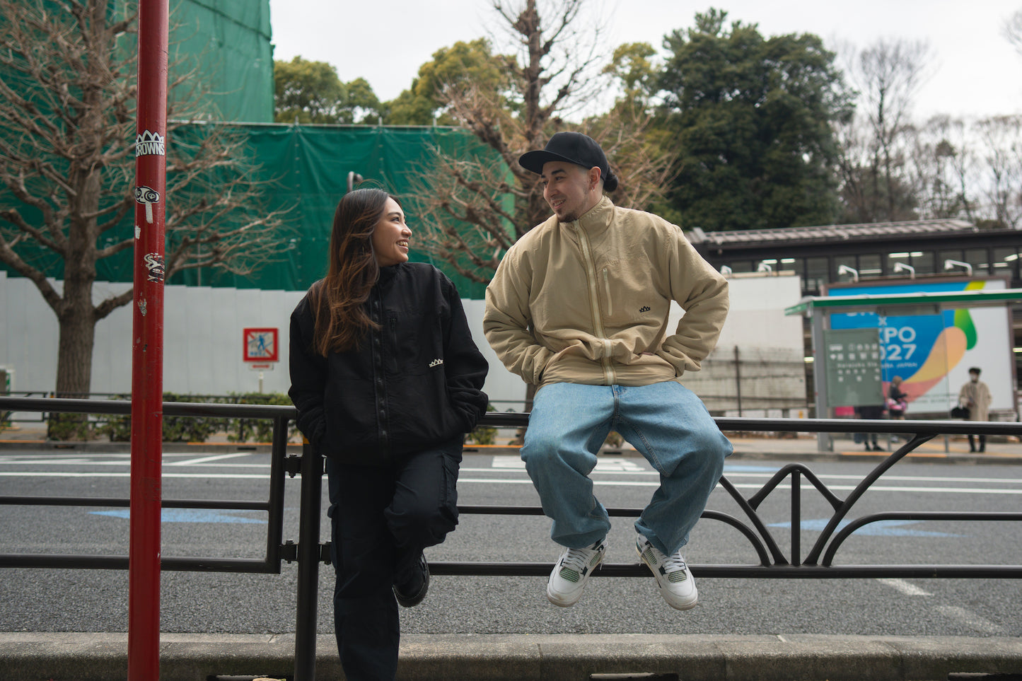 Solo Logo Reversible Sherpa Jacket - Calm Cream (Navy/ Cream)