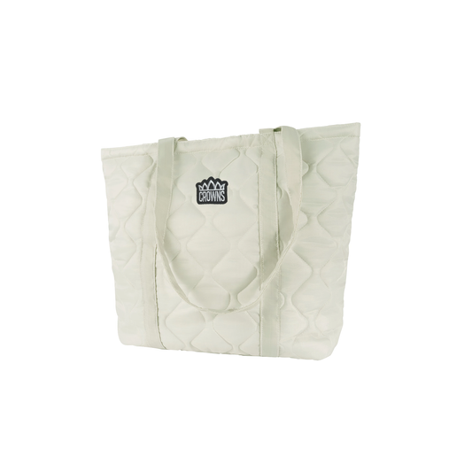 Logo Patch Quilted Tote - Bone