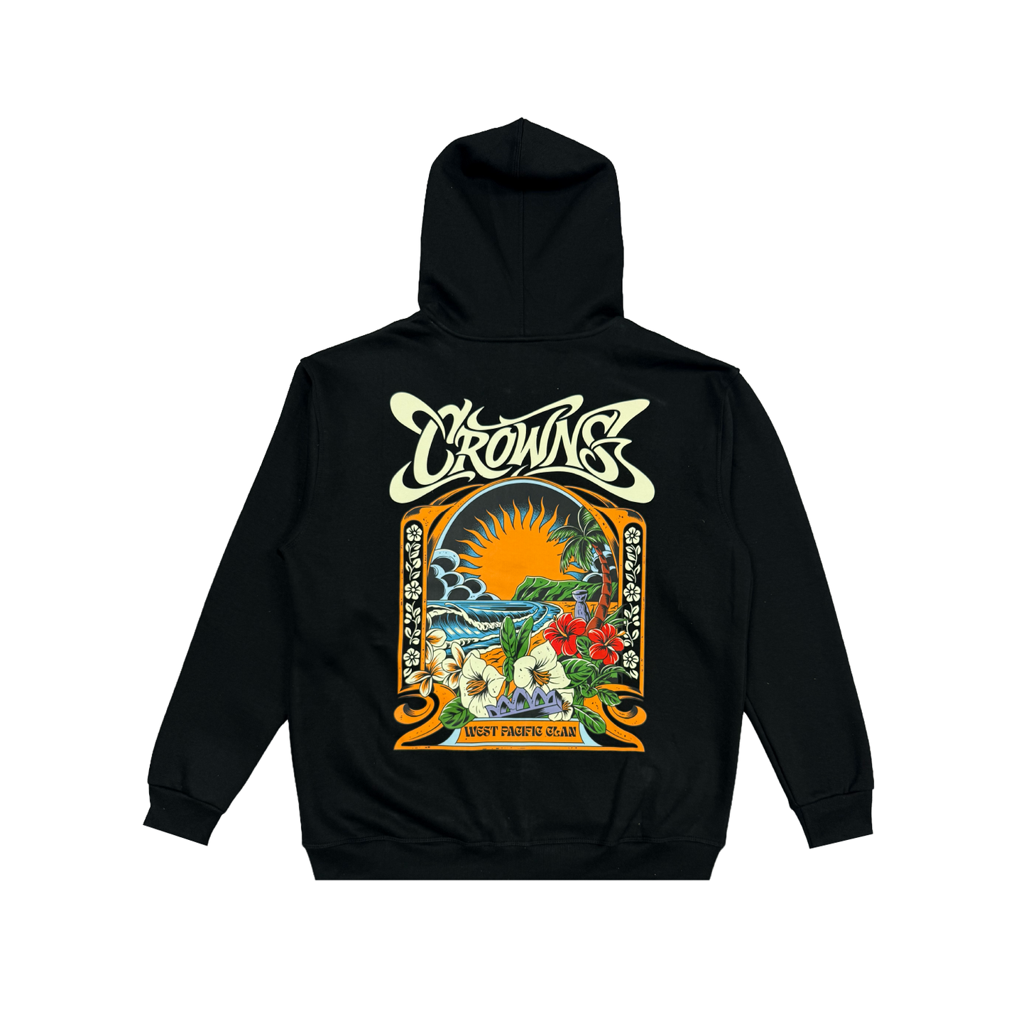 Sunset Summer Zip-Up Hoodie - Black