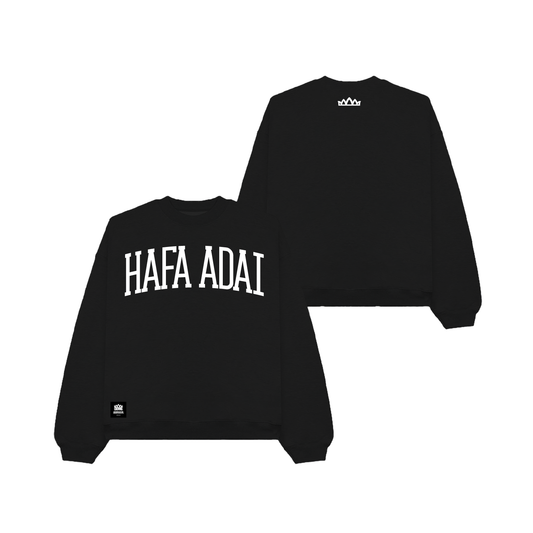 Hafa Adai Fleece Kids Crewneck - Black w/ White