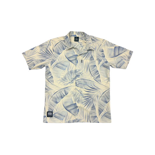 P.B.T Culture Button Up Shirt - Porcelain (Cream/ Navy)