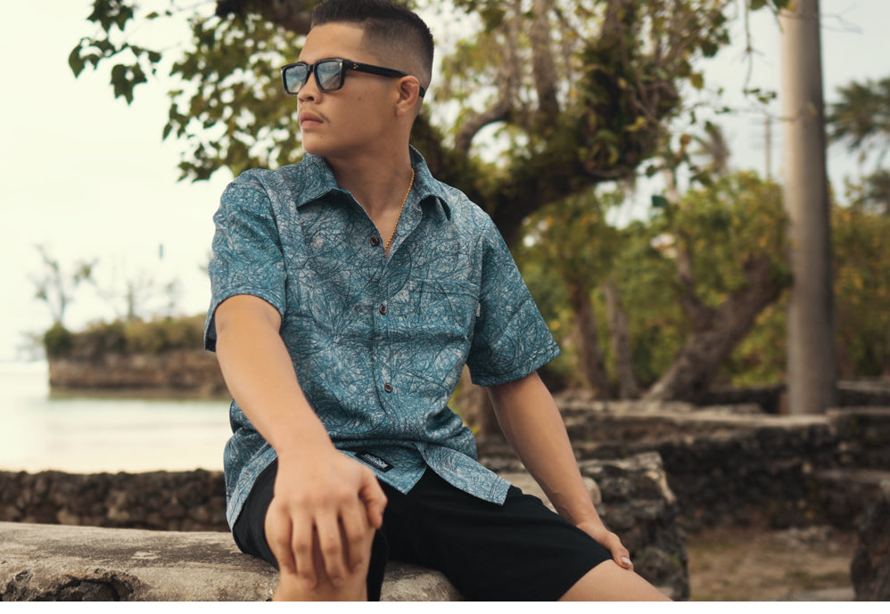Kodda Niyok Button Up - Asút (Blue w/ Cream)