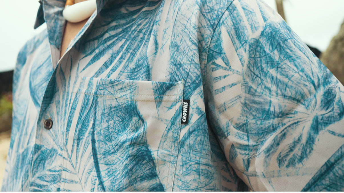 Hagåsas Button Up -Cream of Asút (Cream w/ Blue)