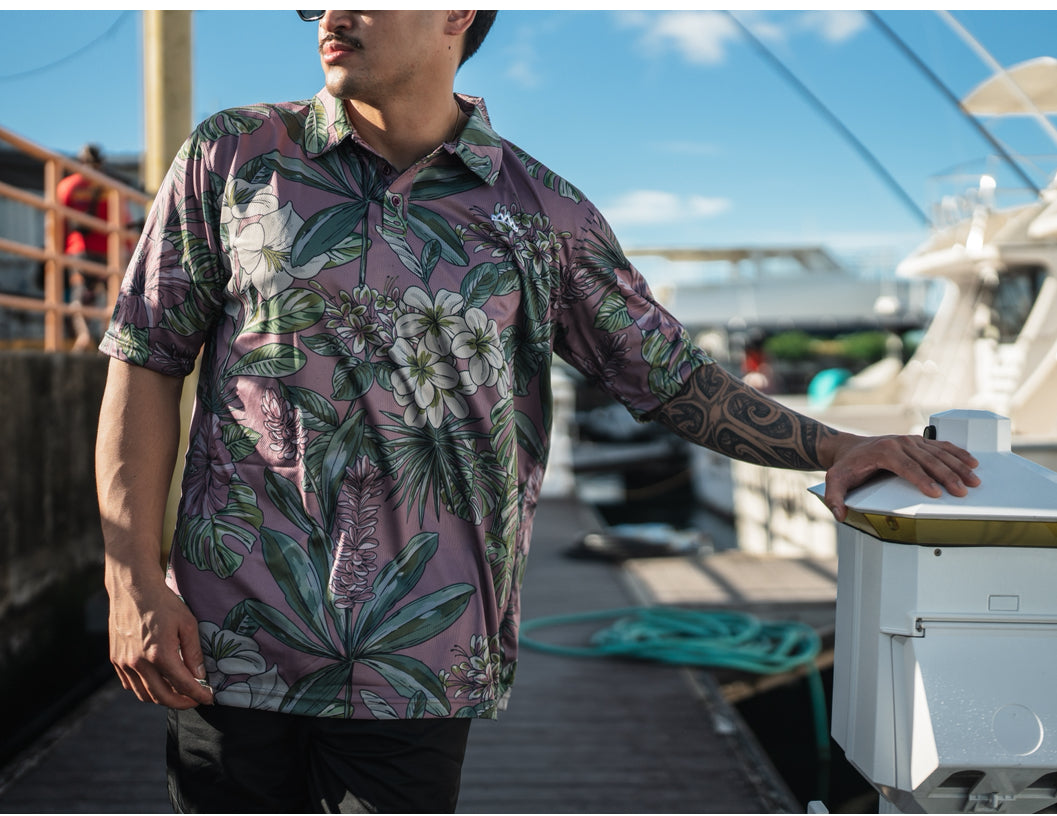 Solo Logo Performance Polo - Tropical on Mauve