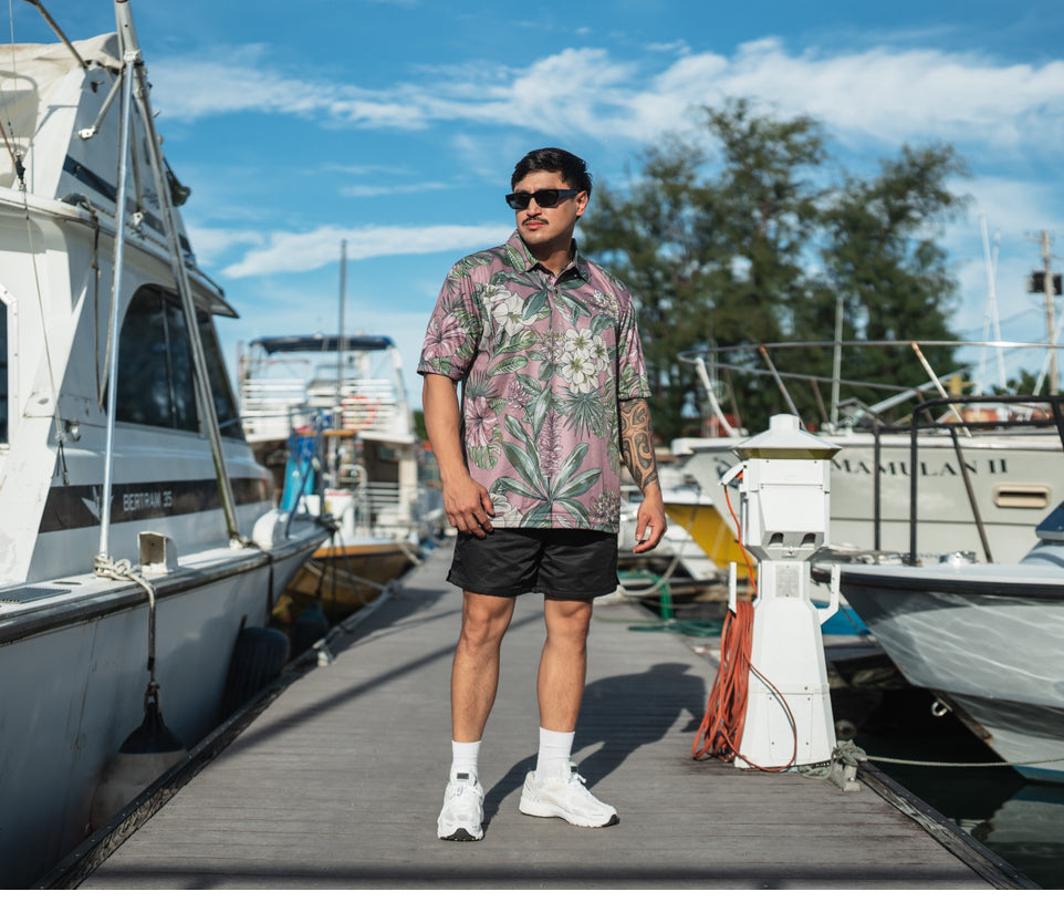 Solo Logo Performance Polo - Tropical on Mauve