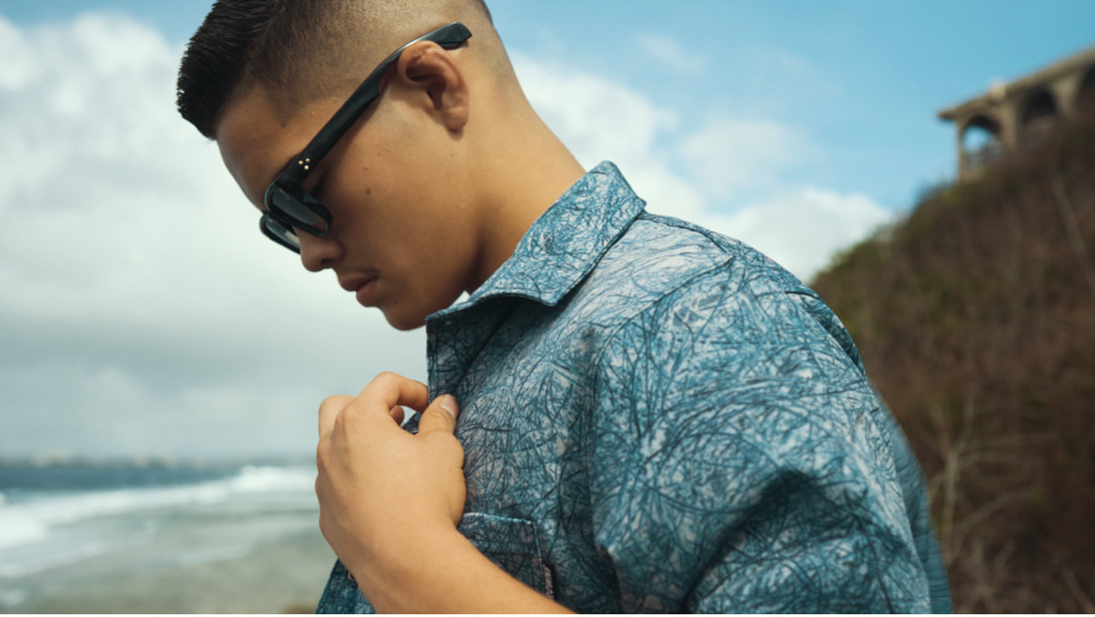 Kodda Niyok Button Up - Asút (Blue w/ Cream)