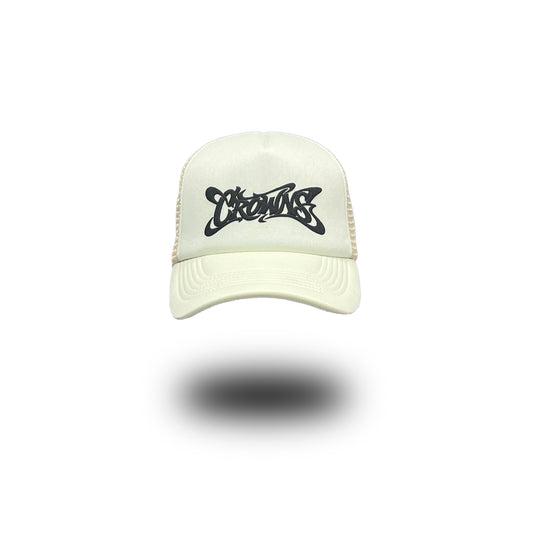 Sunset Summer Trucker Hat- Black on Cream