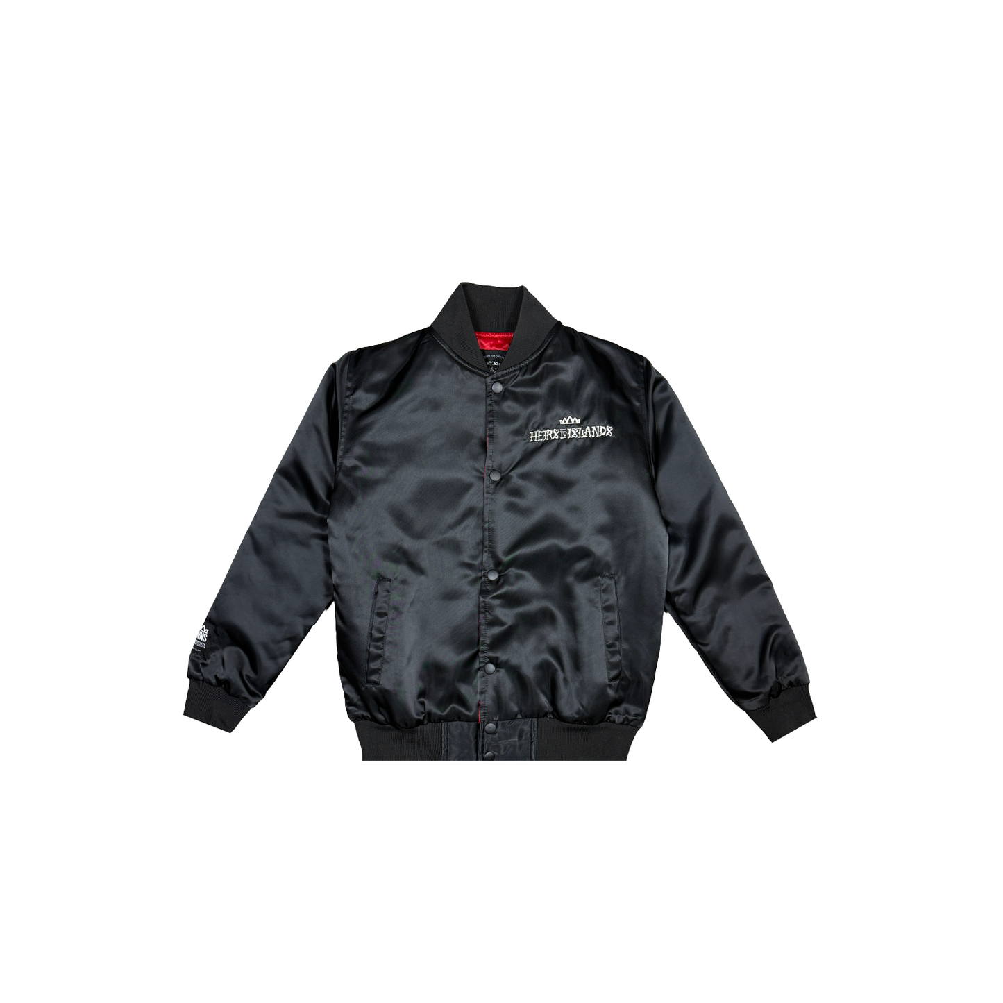 Heir to the Crown Map Kid's Satin Bomber Jacket- Black