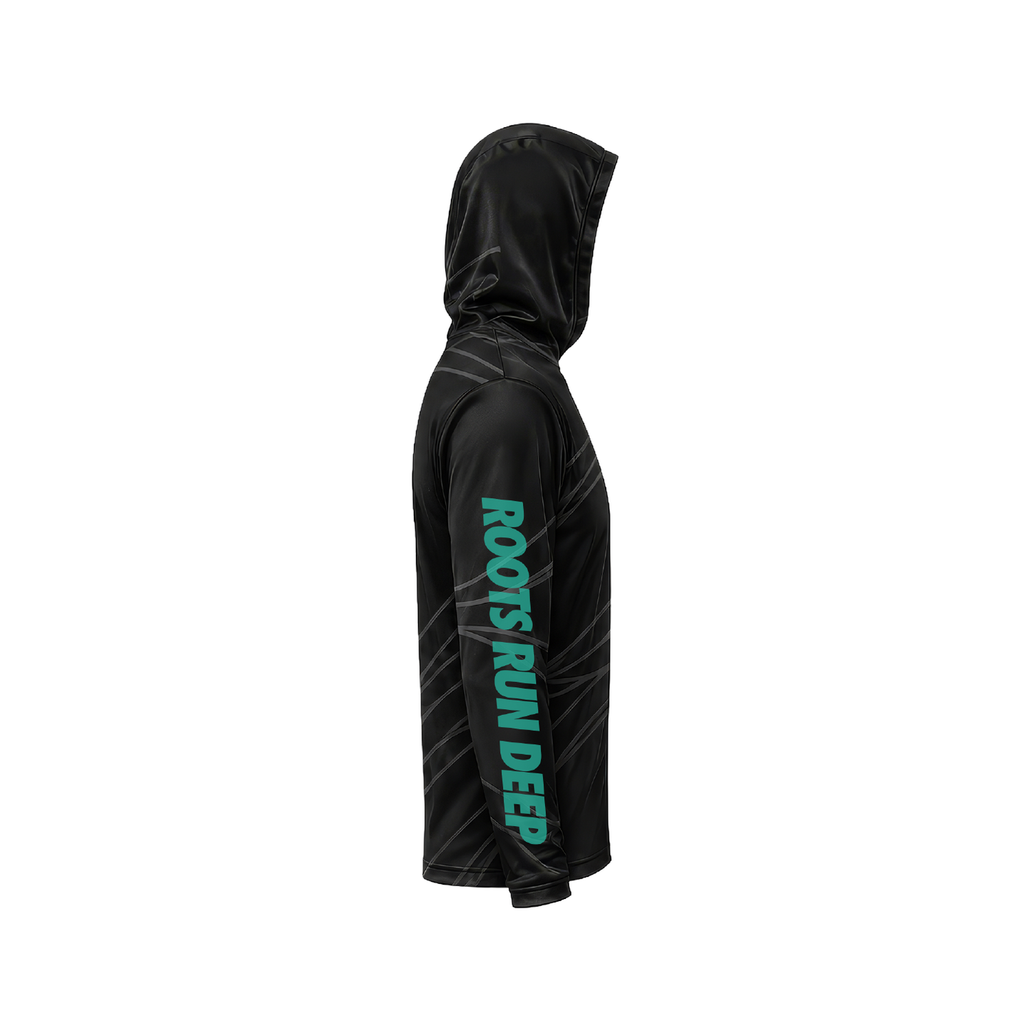 City Roots L/S Drifit Hoodie - Black w/ Tiffany Blue