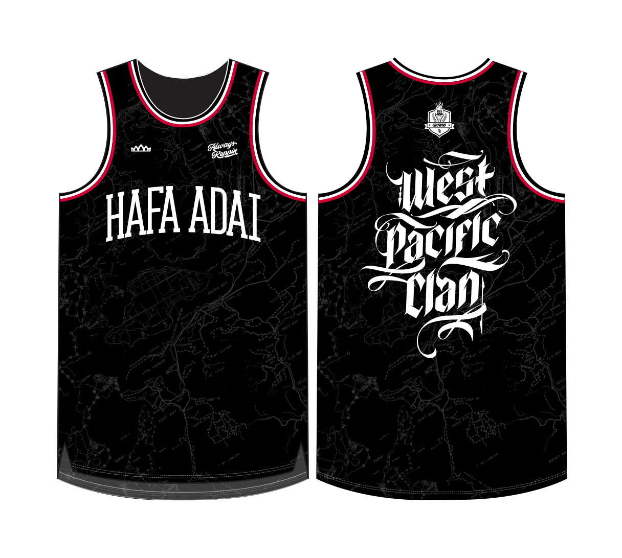 Hafa Adai Jersey Tank - Bloodline Blueprint ( Black w/ Red)
