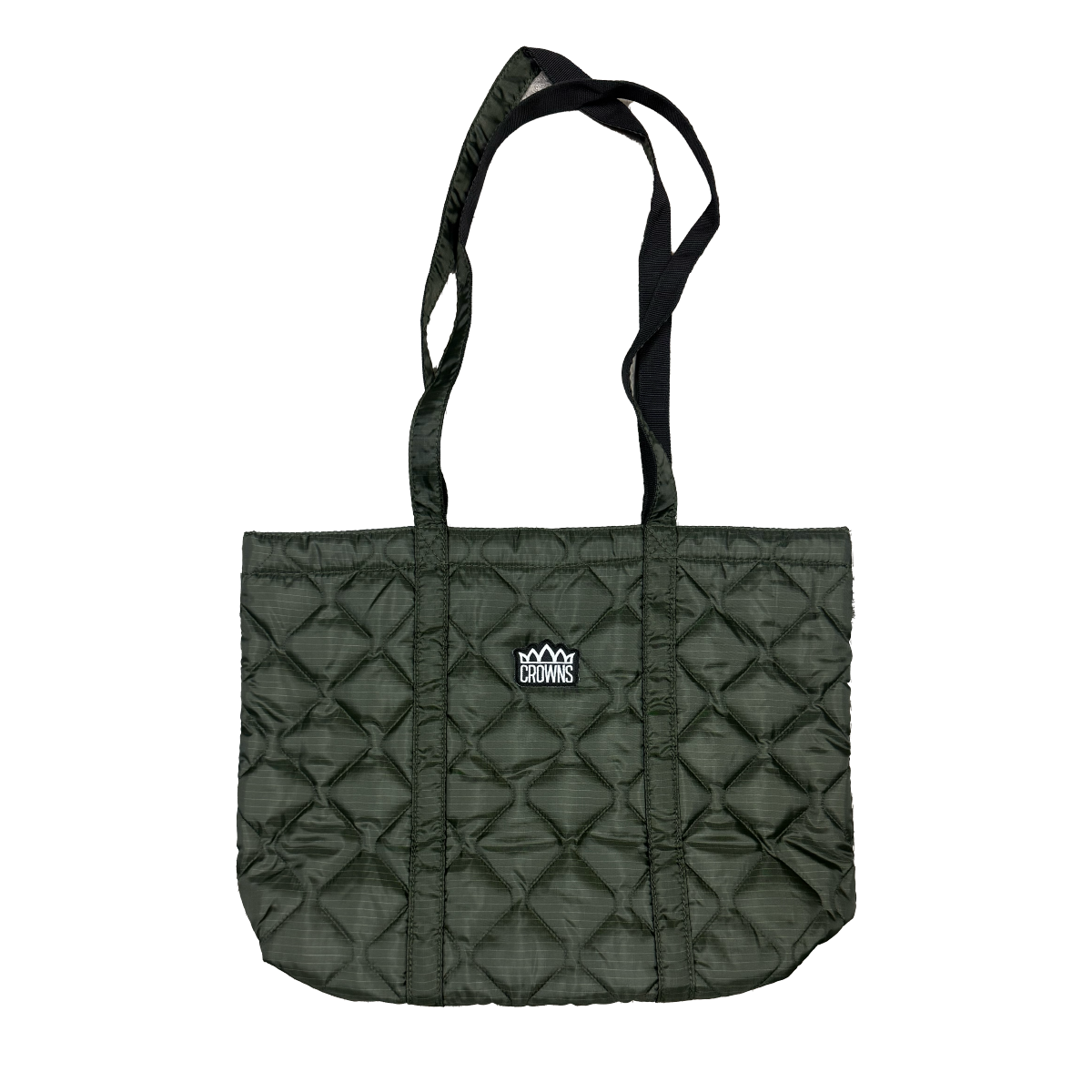 Logo Patch Quilted Tote- Military Green