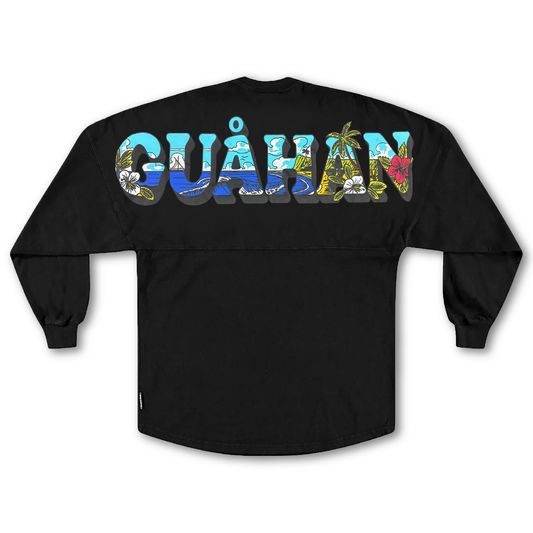 Guahan Puff Print Jersey Crewneck - Black