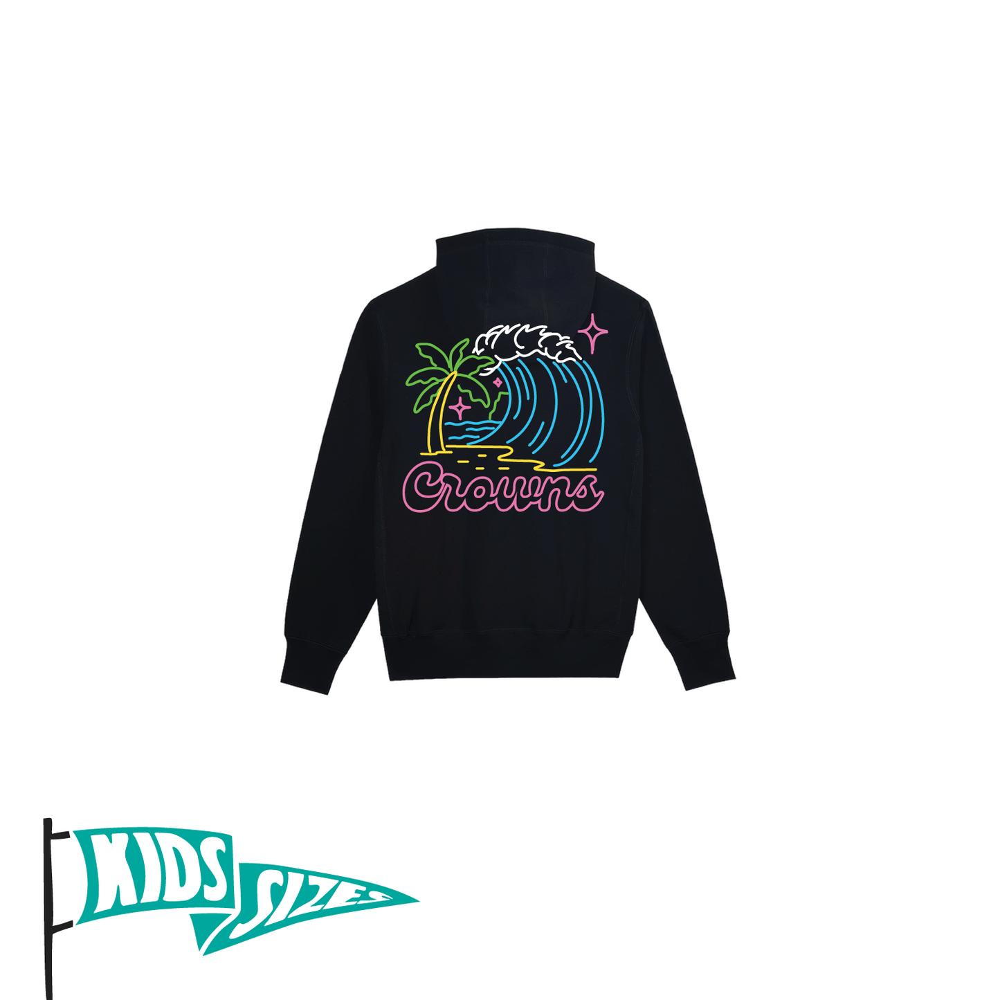 Waves of Neon Youth Zip Up Hoodie- Black