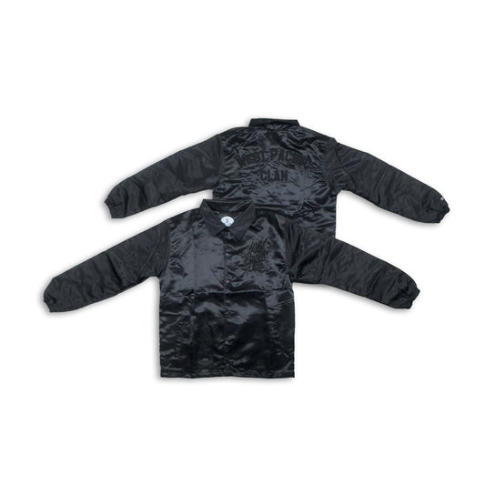 WPC Varsity Satin Coach Jacket - Black on Black