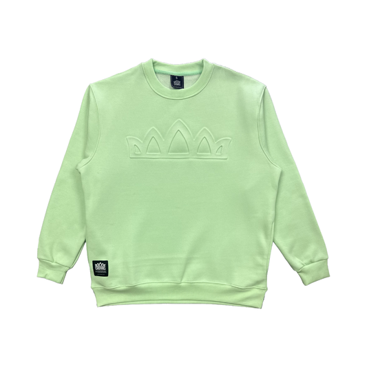 Embossed Logo Fleece Crewneck - Sage Green