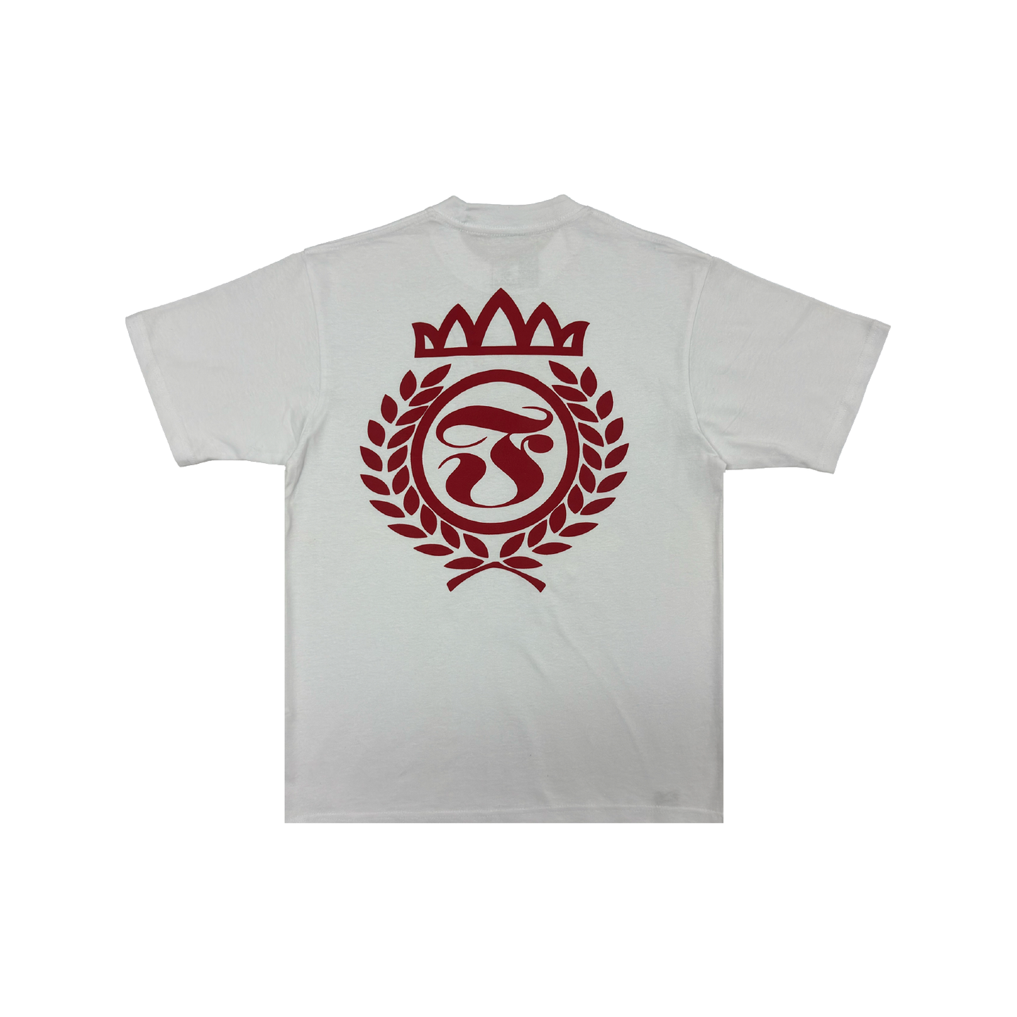 Crowned Laurel Tee- Red on White