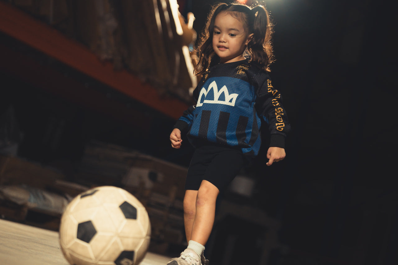 Milan Youth Mesh FC Long-sleeve Soccer Jersey - Blue/Blk