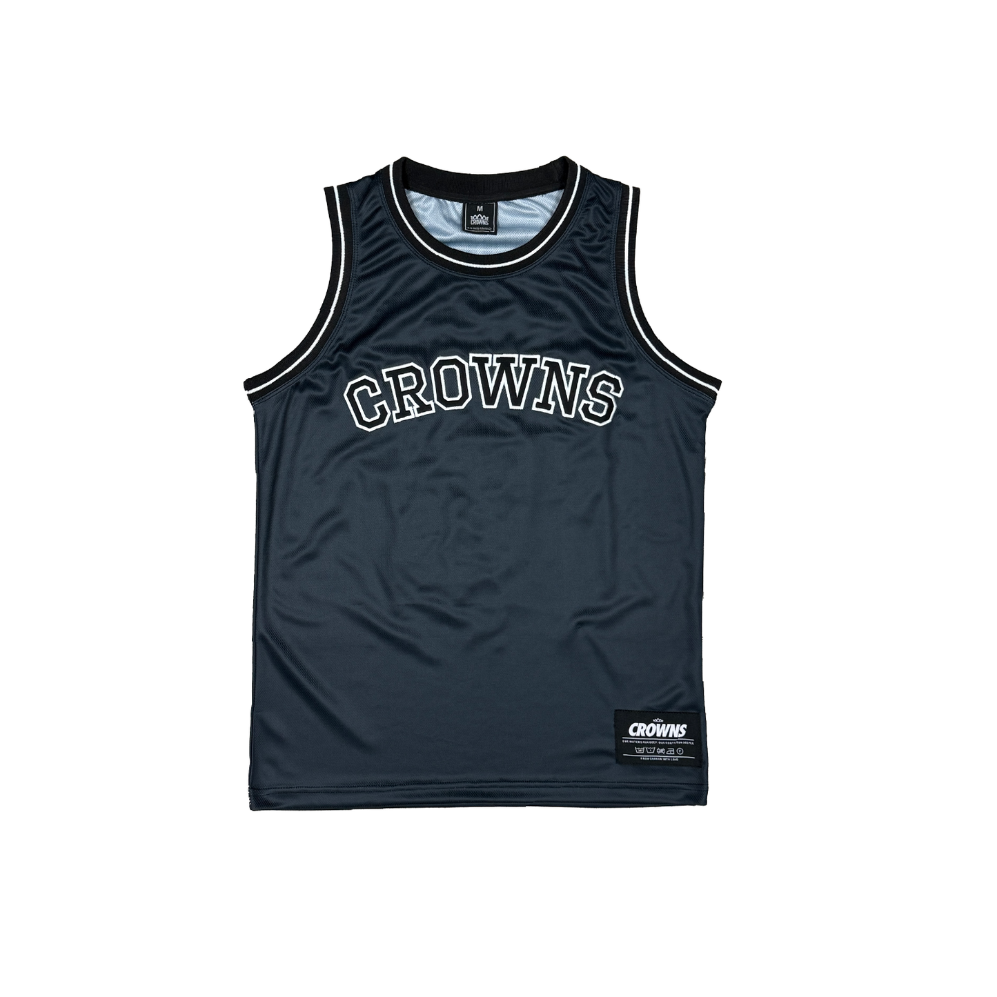 College Logo Mesh Jersey Tank - White on Black