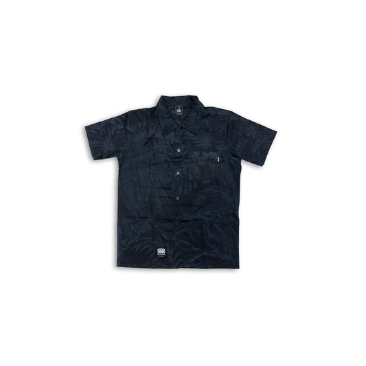 Kingfisher Floral Button Up - Gunmetal on Black