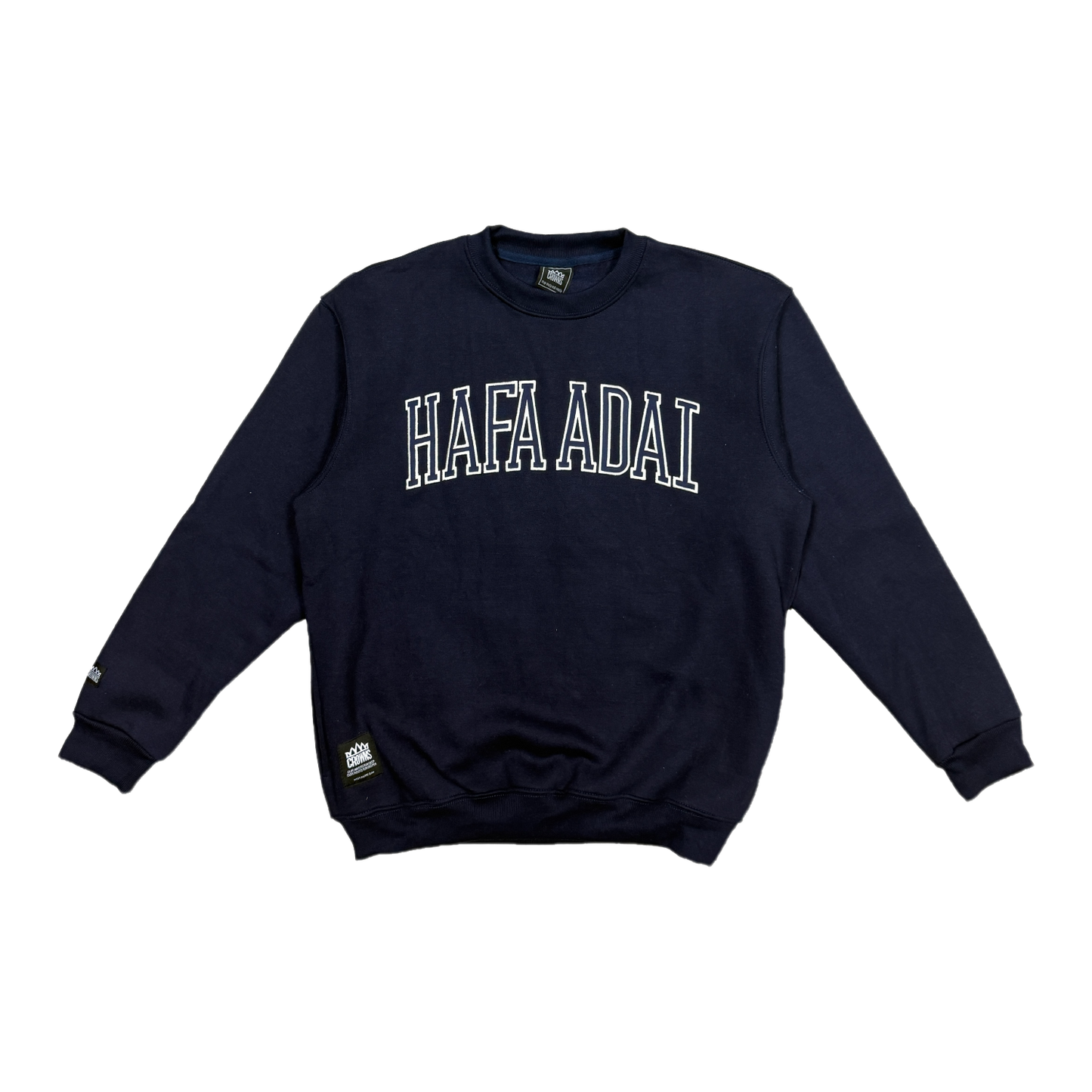 Hafa Adai Fleece Crewneck - Winter Nights (White on Navy)