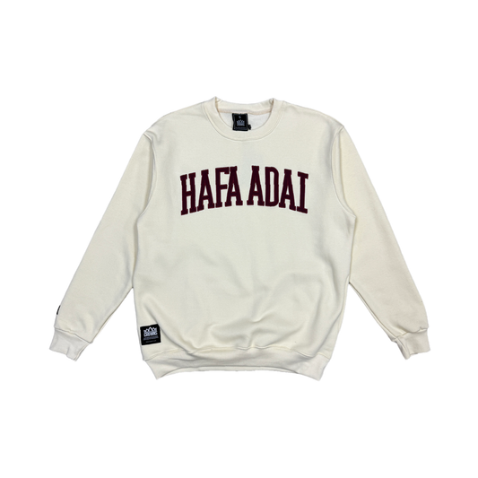 Hafa Adai Fleece Crewneck -   Maroon on Cream