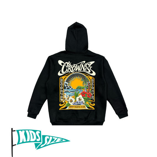 Sunset Summer Zip Up Youth Hoodie - Black
