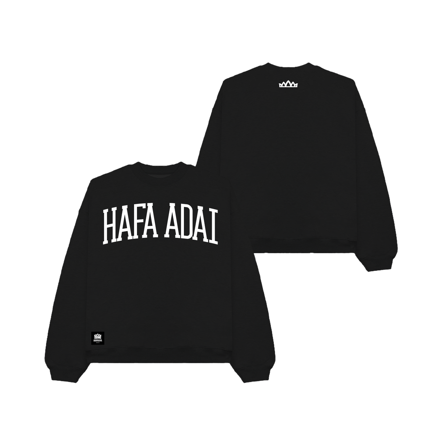 Hafa Adai Fleece Kids Crewneck - Black w/ White