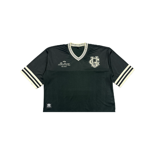 Varsity Logo Football Jersey- Black w/ Cream