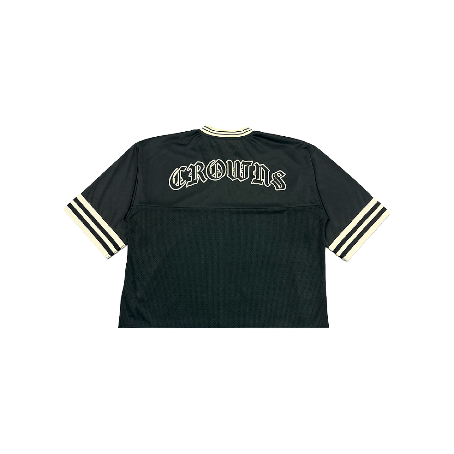Varsity Logo Football Jersey- Black w/ Cream