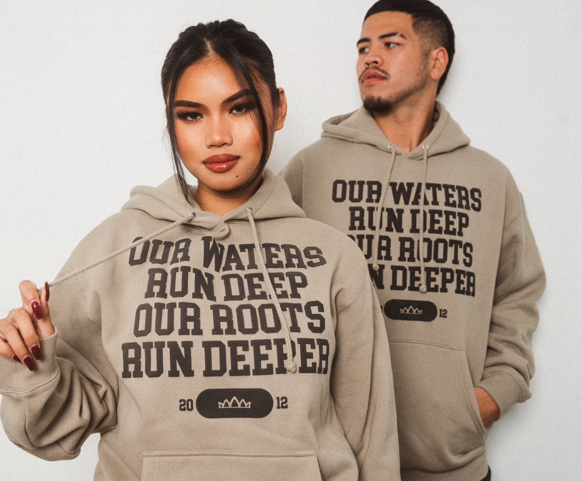 Deeper Roots Motto Hoodie - Comfy Concrete