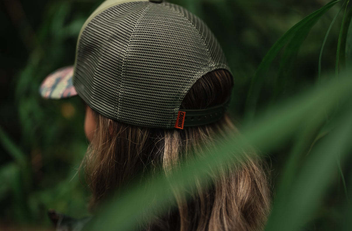 Standard Logo Trucker Hat- Cheetah Camo on Olive