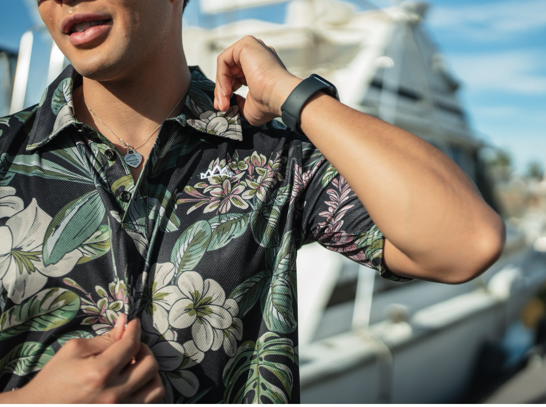 Solo Logo Performance Polo - Tropical on Black