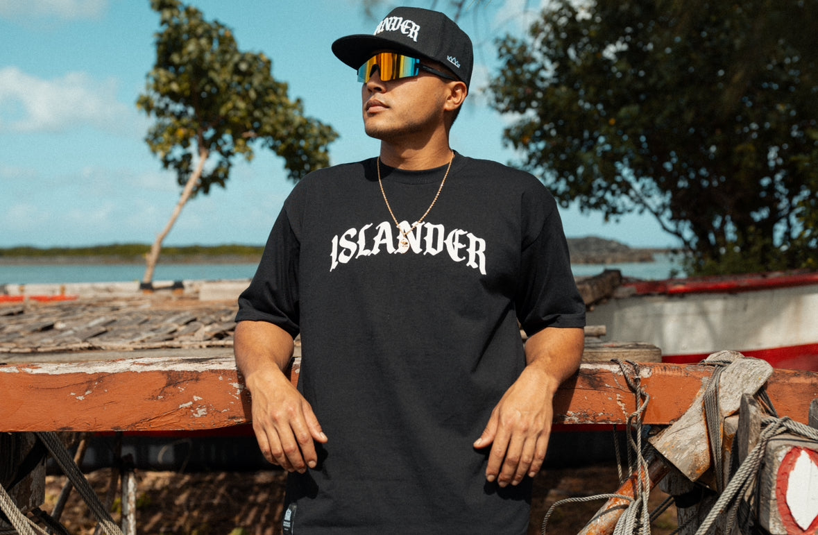 Islander Logo Tee- White on Black