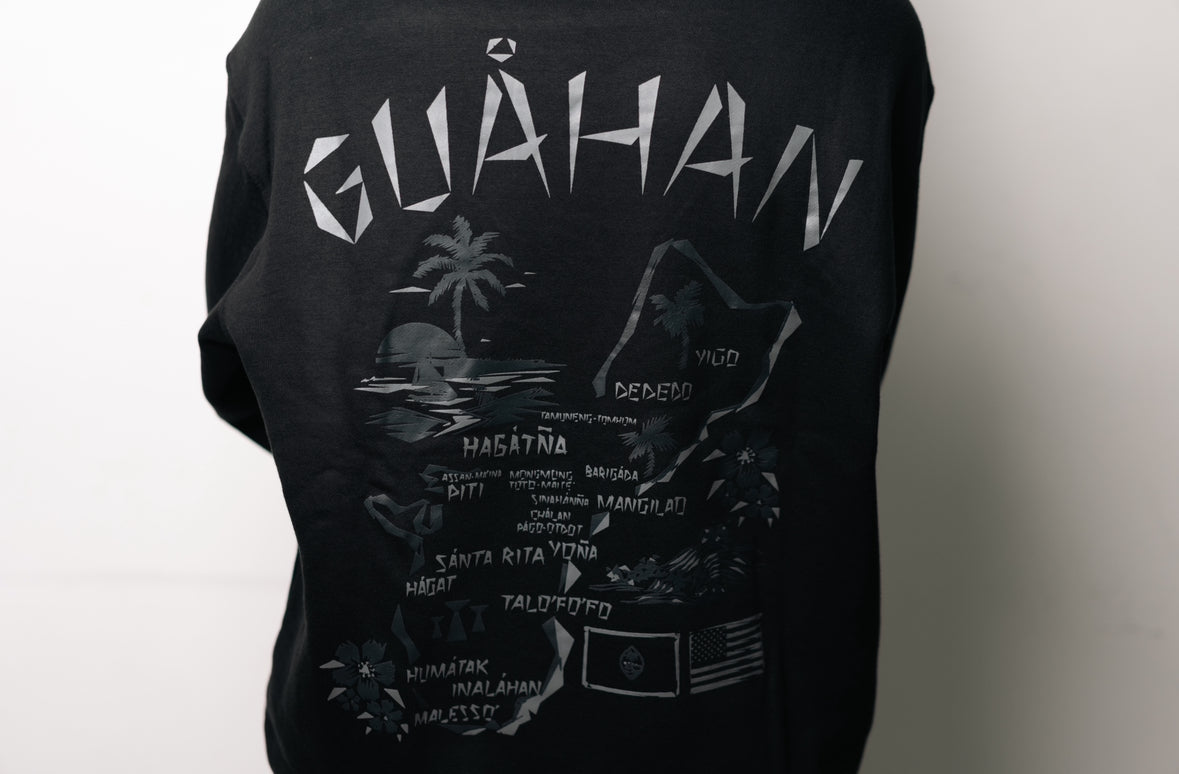 Map of Guam Hoodie - Gunmetal on Black