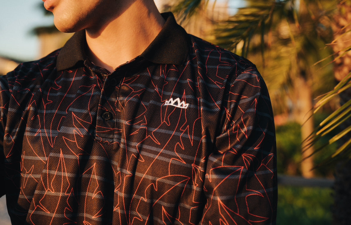 Standard Logo Polo-  Tropical Grid on Black