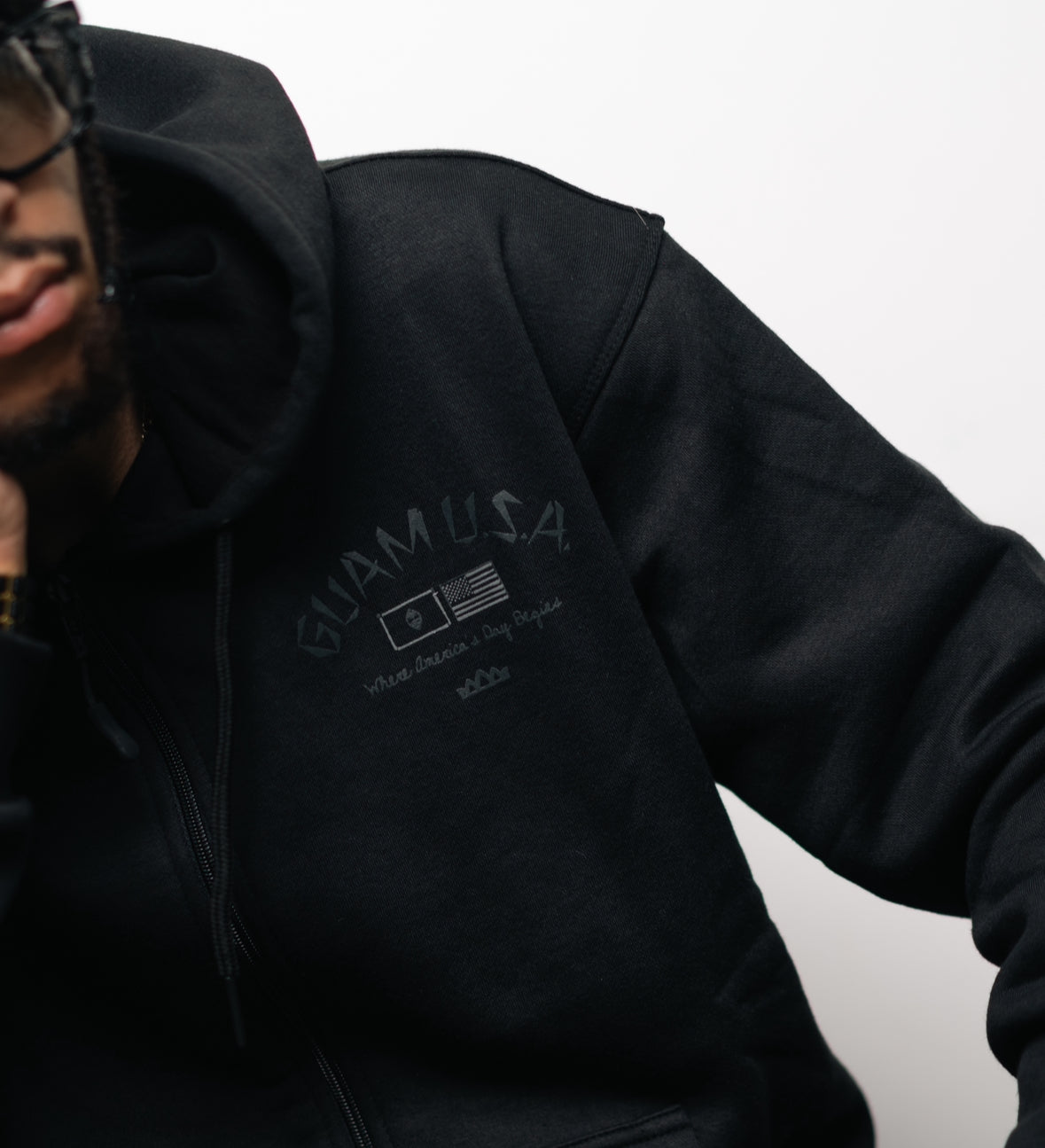 Map of Guam Hoodie - Gunmetal on Black