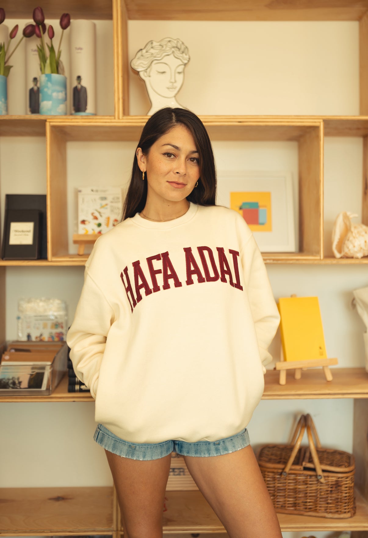 Hafa Adai Fleece Crewneck -   Maroon on Cream