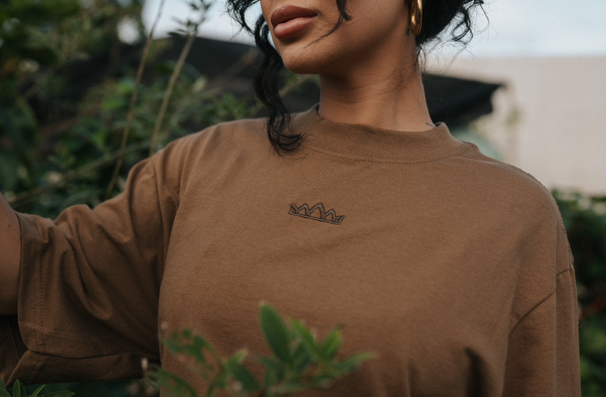 Premium Logo Oversized Tee - Latte