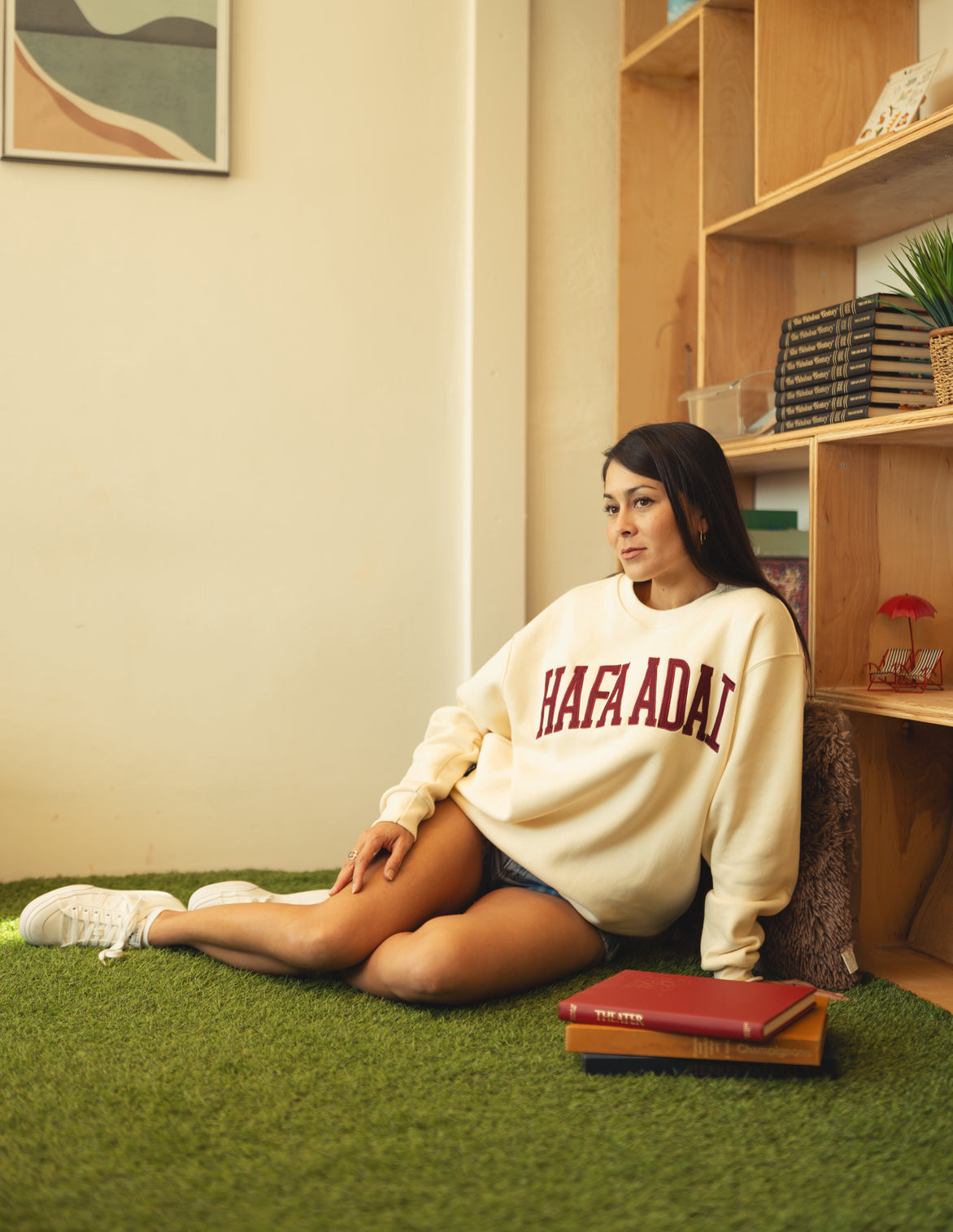 Hafa Adai Fleece Crewneck -   Maroon on Cream