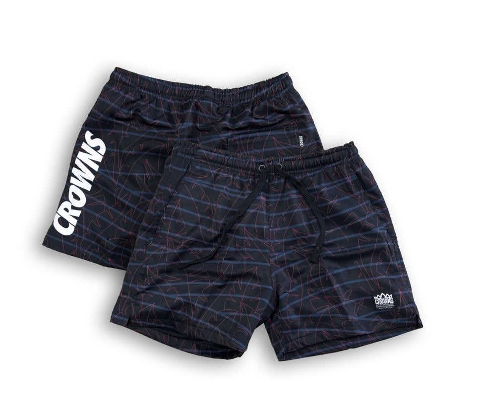 Standard Logo Shorties- Tropical Grid on Black