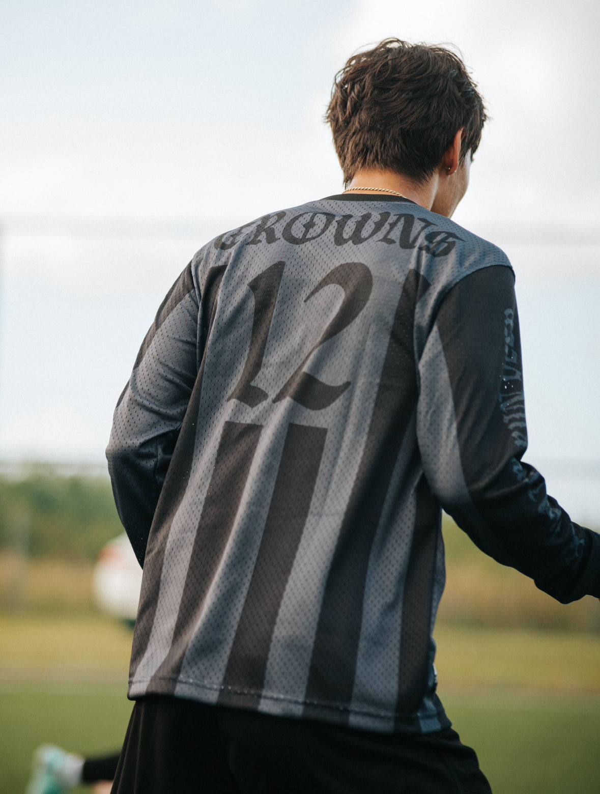 Collab Logo Mesh Soccer Jersey - Manchester (Black and Grey)