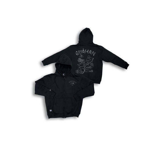 Map of Guam Hoodie - Gunmetal on Black