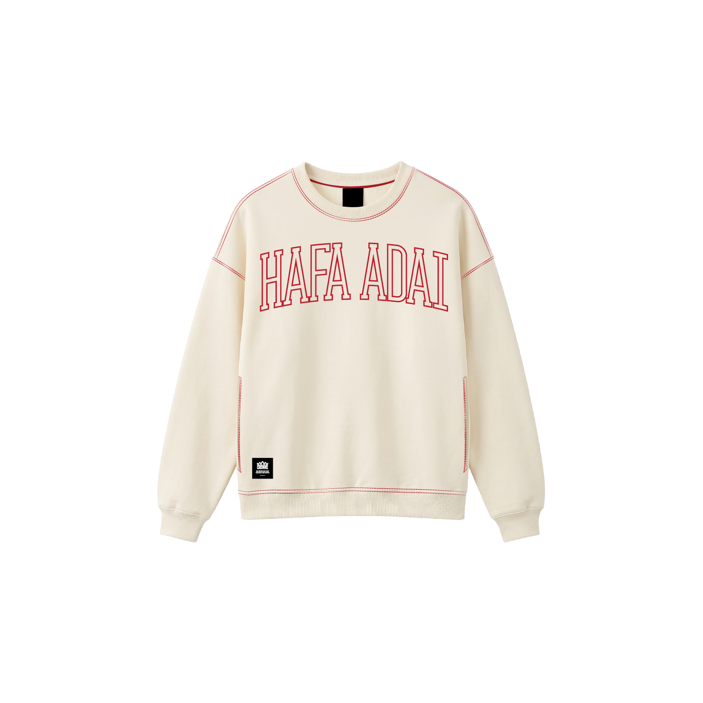 Hafa Adai Fleece Crewneck - Ivory w/ Red