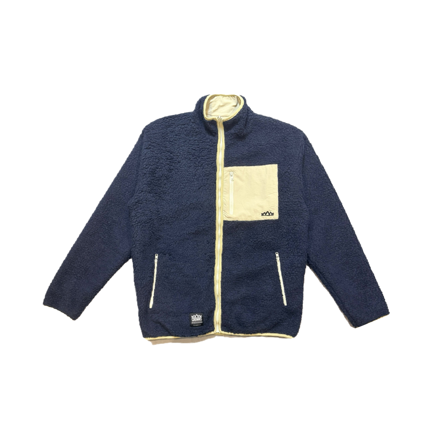 Solo Logo Reversible Sherpa Jacket - Calm Cream (Navy/ Cream)