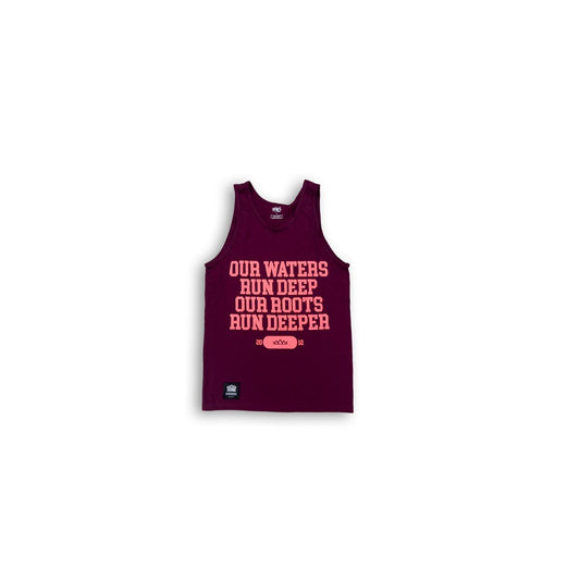 Deeper Roots Motto Tank- Blood ( Red on Maroon)