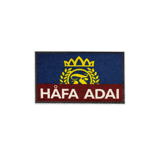 Hafa Adai Floor Mat- Navy w/ Yellow Crowned Laurel