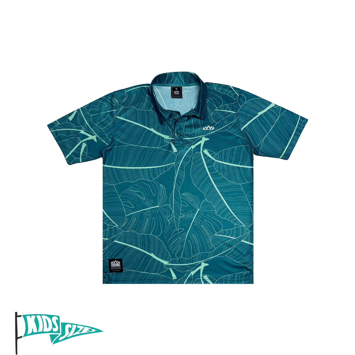 Marianas Floral Youth Performance Polo - Reef Green