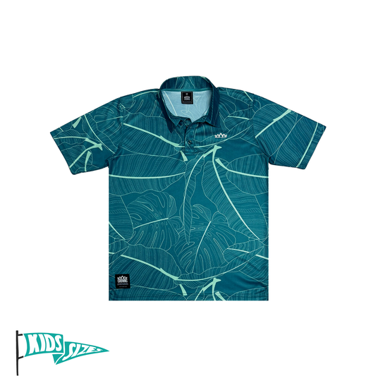 Marianas Floral Youth Performance Polo - Reef Green