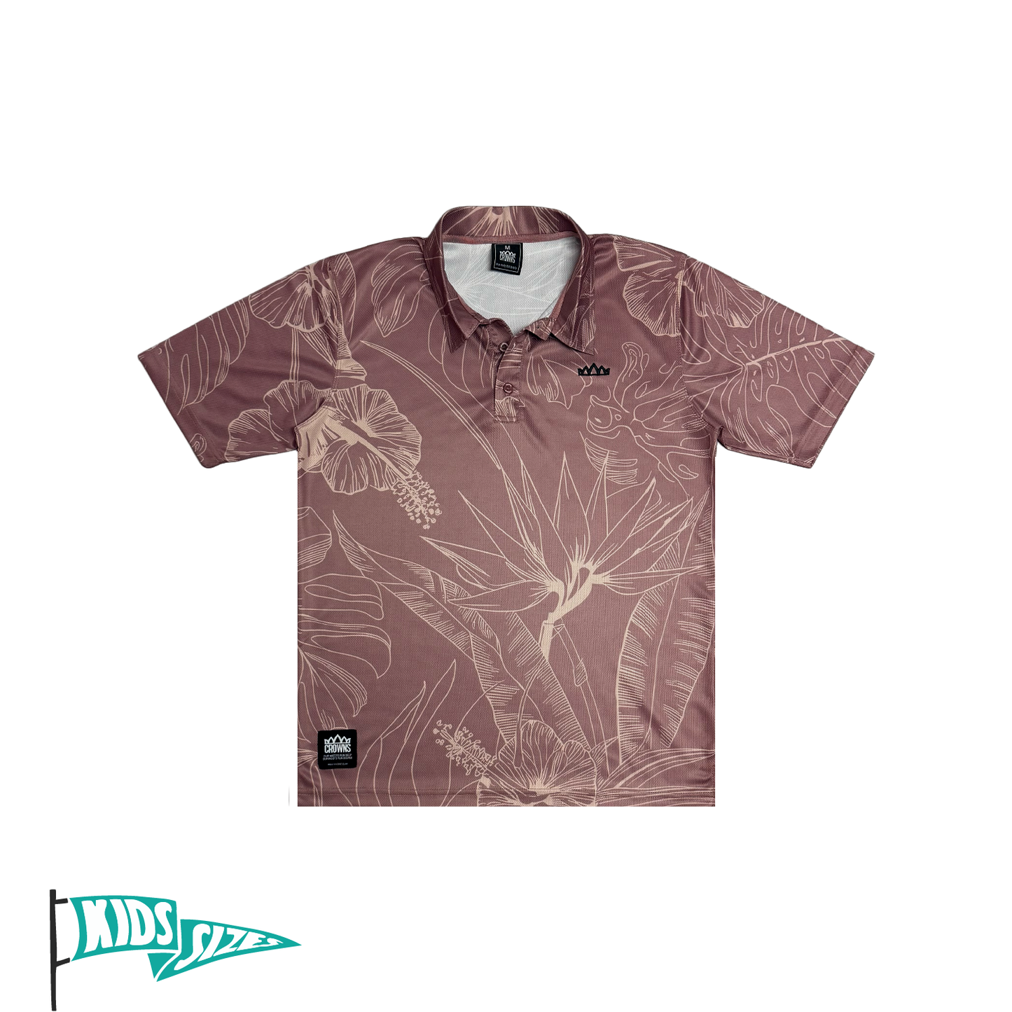 Marianas Floral Youth Performance Polo - Anemone Pink